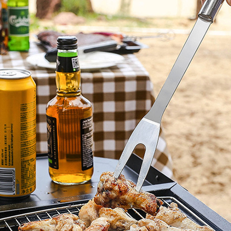 Stainless Steel Durable Food Grade Bbq Grill Tools Bbq Forks Meat Fruit Pick Fork  Non-Stick Barbecue Forks