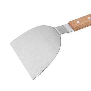 Hot Selling Stainless Steel Scraper Cutter With Wooden Handle Home Kitchen Pizza Shovel Bar Cake Cream Scraper Tools