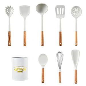 13pcs In 1 Set Wooden Handle Kitchenware Non Stick Kitchen Accessories Silicone Cooking Kitchen Utensil Set