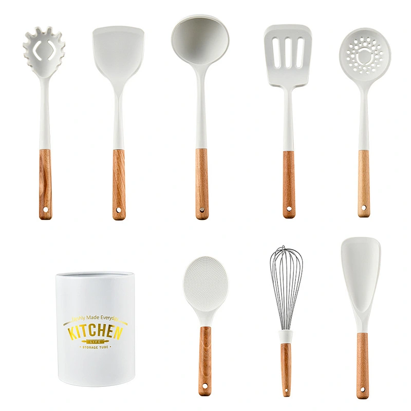 13pcs In 1 Set Wooden Handle Kitchenware Non Stick Kitchen Accessories Silicone Cooking Kitchen Utensil Set