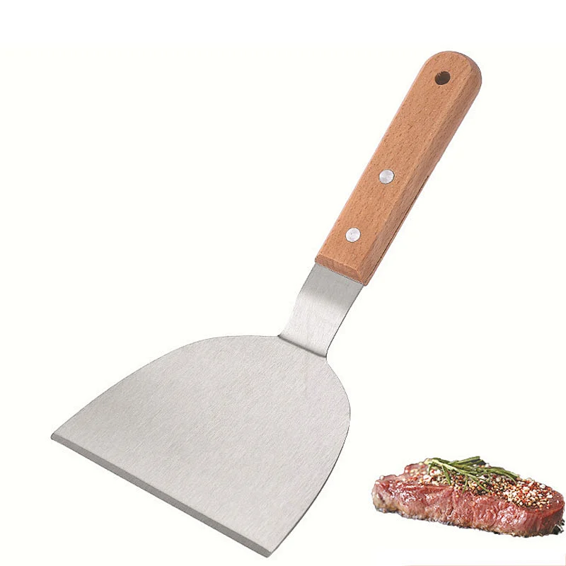 Hot Selling Stainless Steel Scraper Cutter With Wooden Handle Home Kitchen Pizza Shovel Bar Cake Cream Scraper Tools