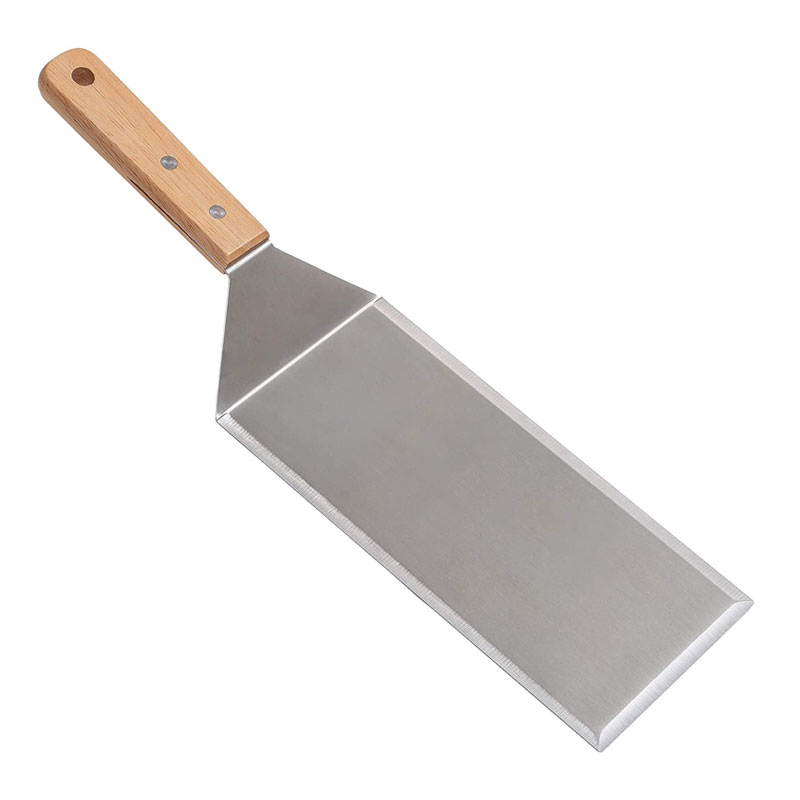 Griddle Accessories Bbq Turner Stainless Steel Flat Wood Handle Camping  Barbecue Grill Griddle Frying Big Burger Spatula