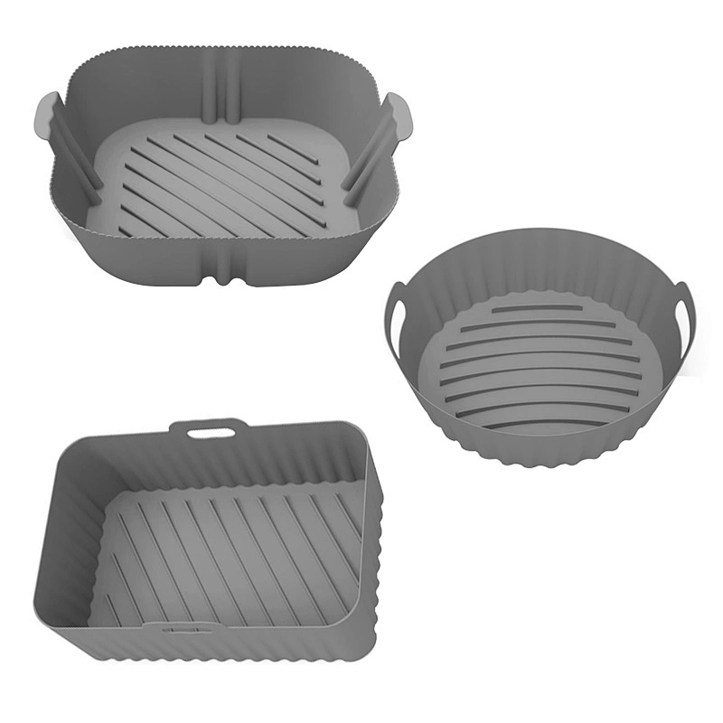 3pcs Reusable Air Fryer Silicone Pot Basket Liner Baking Mould Sets Food Safe Air Fryer Silicone Baking Tray Mats For Air Fryer