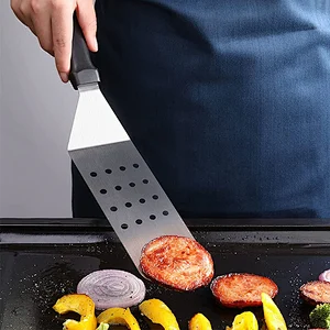 Stainless Steel Bbq Grill Spatula Turner Scraper For Flat Top Grill Camping Cooking Barbeque Accessories Slotted Turner