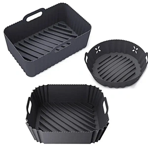 3pcs New Foldable High-temperature Resistant Air Fryer Silicone Pot Round Silicone Reusable Air Fryer Liners Bundle Accessories