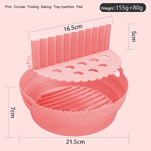 235g Reusable Silicone Pot Air Fryer Basket With Partition Pad Collapsible Food Safe Air Fryer Liner Oven Accessories