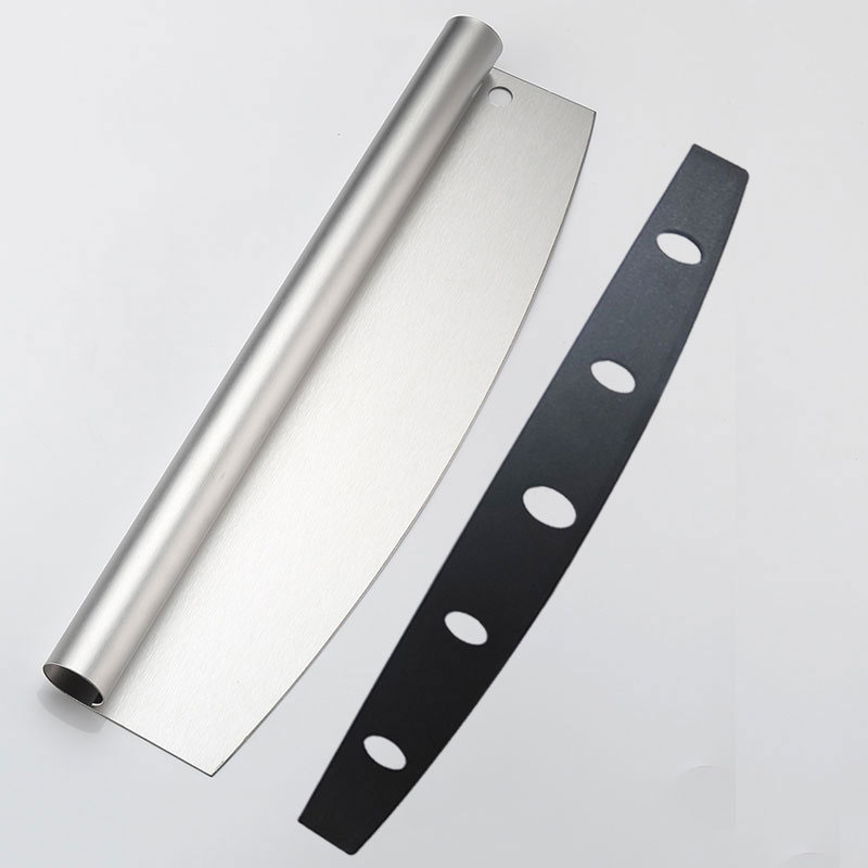 Pizza Cutter Outdoor Pizza Accessories Sharp Stainless Steel Pizza Slicer Knife Cutter Rocker Knife With Plastic Blade Sheath
