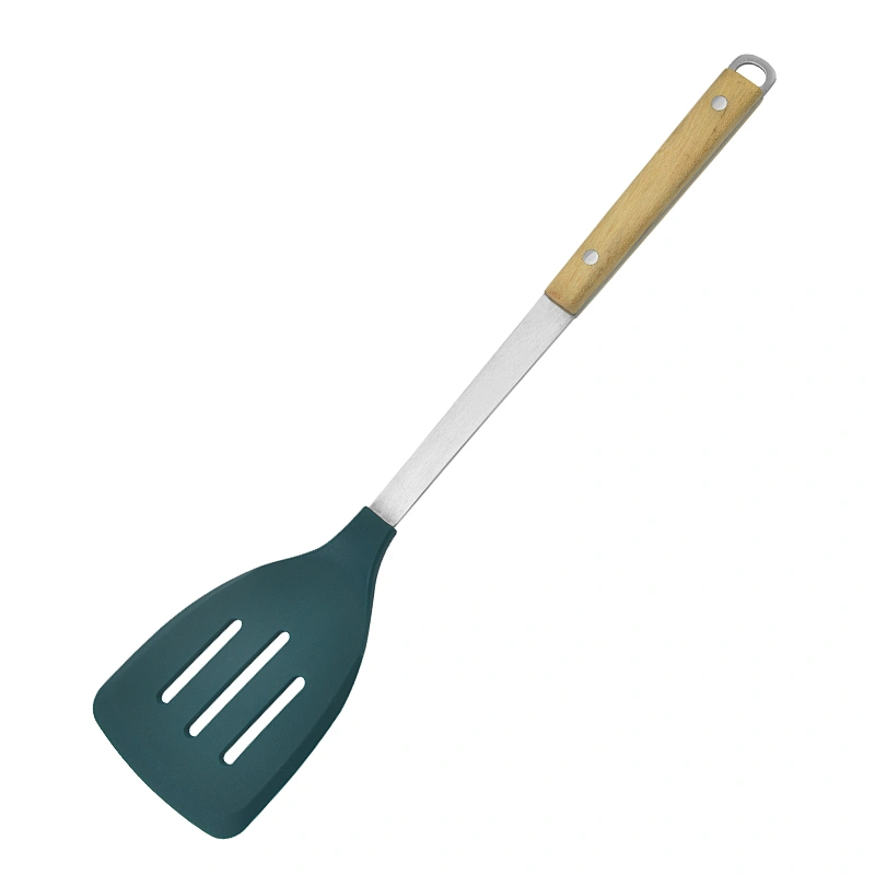6set wooden handle kitchenware non stick stainless steel kitchen accessories silicone cooking kitchen utensil set