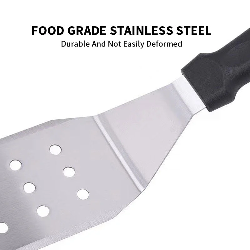 Metal Griddle Spatula BBQ Tools Slotted Spatula Turner BBQ Grill  Stainless Steel Spatula with Round Holes
