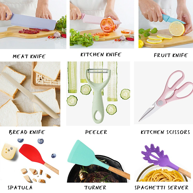 18pcs Cooking Gadget Heat-Resistant Silicone Spatula colorful knife set stainless steel kitchen knife set kitchen Utensil Set