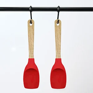 Silicone Spoonula Spatula Spoon Kitchen Tools Wooden Handle Silicone Kitchenware Silicone Salad Spoon Non Stick Spoontula