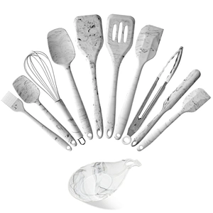AMAZON PRODUCTS MARBLE SILICONE BAKING TOOLS KITCHEN COOKING UTENSILS SETS 11PCS SILICONE KITCHEN UTENSILS SET