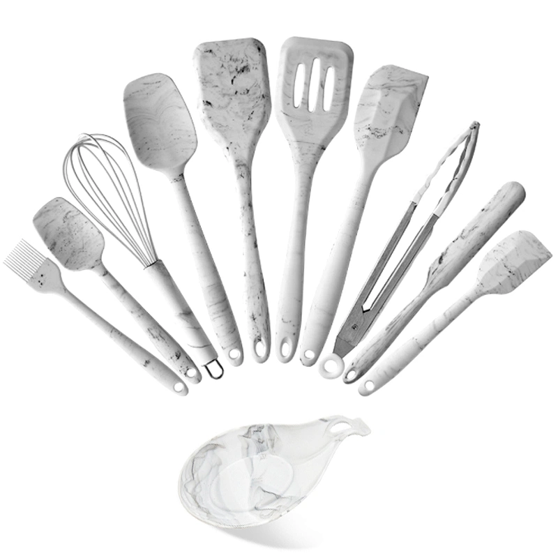 AMAZON PRODUCTS MARBLE SILICONE BAKING TOOLS KITCHEN COOKING UTENSILS SETS 11PCS SILICONE KITCHEN UTENSILS SET