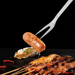 Stainless Steel Durable Food Grade Bbq Grill Tools Bbq Forks Meat Fruit Pick Fork  Non-Stick Barbecue Forks