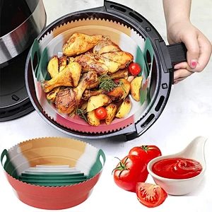 155g Non-stick Heat-resistant Silicon Air Fryer Basket Colour Air Fryer Pot Accessories Silicone Air Fryer Liners