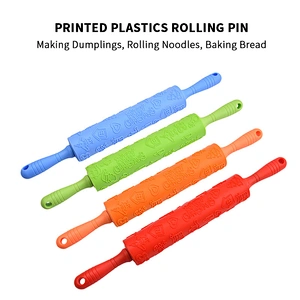 10 Inch Plastic Embossed Rolling Pin Embossing Fondant Rolling Pins Baking Tools Pie Crust Cookie Pastry Icing Clay Dough