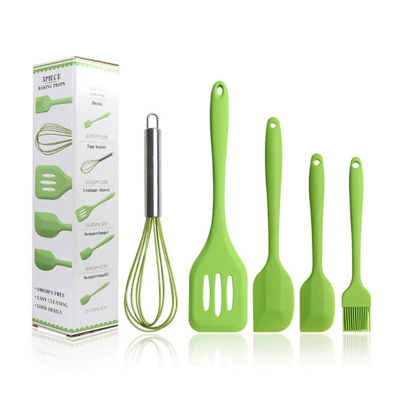 5 Pcs Kitchen Utensil Set Home And Kitchen Cooking Accessories Heat Resistant Silicone Kitchen Utensils Cooking Spatula Set