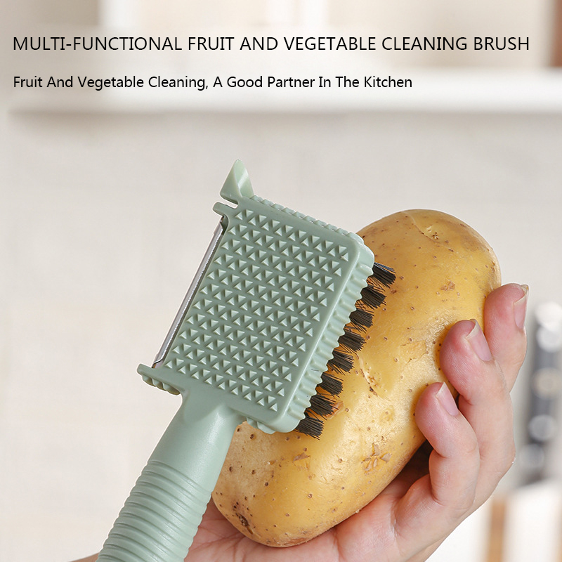 Wholesale Multipurpose Fruit And Vegetable Cleaning Brush With Grinder Peeler Kitchen Gadgets Food Clean Brush