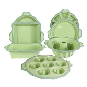 Cake mold set round silicone 3d cookie dough pizza baking pastry tools pan toast household oven tool cake molds