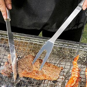 Stainless Steel Durable Food Grade Bbq Grill Tools Bbq Forks Meat Fruit Pick Fork  Non-Stick Barbecue Forks