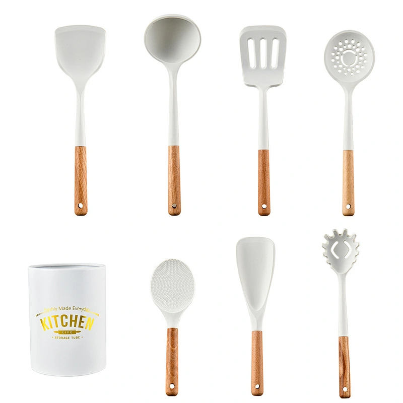 13pcs In 1 Set Wooden Handle Kitchenware Non Stick Kitchen Accessories Silicone Cooking Kitchen Utensil Set