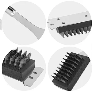 BBQ accessories Reusable Barbecue Tools Stainless Steel BBQ Cleaning Brush Grill Brush with scraper