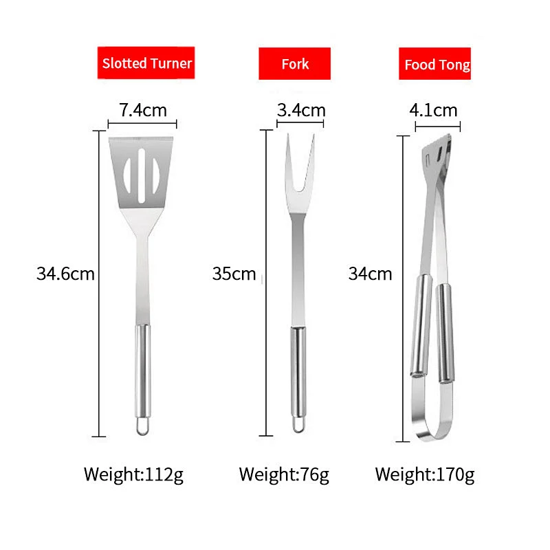 3 Pieces Bbq Tools Set Outdoor Barbecue Grill Utensils Stainless Steel Bbq Grill Combination Set For Bbq Accessories