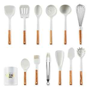 13pcs In 1 Set Wooden Handle Kitchenware Non Stick Kitchen Accessories Silicone Cooking Kitchen Utensil Set