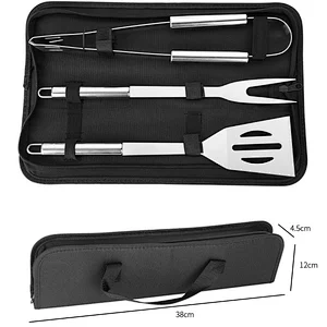 3 Pieces Bbq Tools Set Outdoor Barbecue Grill Utensils Stainless Steel Bbq Grill Combination Set For Bbq Accessories