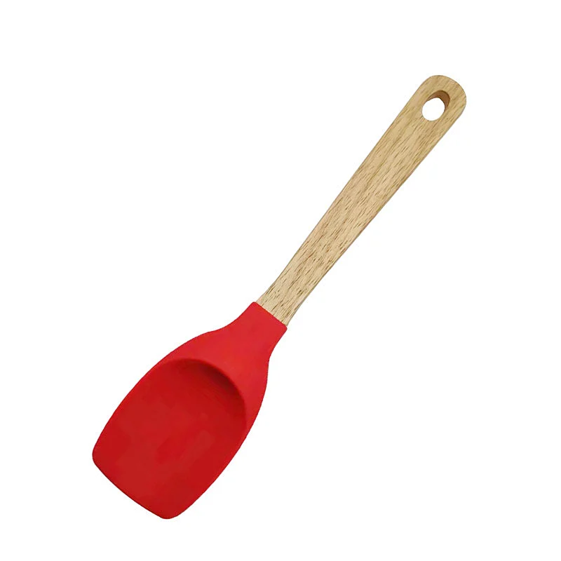 Silicone Spoonula Spatula Spoon Kitchen Tools Wooden Handle Silicone Kitchenware Silicone Salad Spoon Non Stick Spoontula