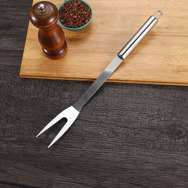 Stainless Steel Durable Food Grade Bbq Grill Tools Bbq Forks Meat Fruit Pick Fork  Non-Stick Barbecue Forks