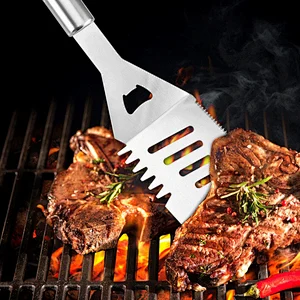 Hot Sale Stainless Steel Multifunctional Serrated Kitchen Knives Outdoor Camping Food Shovel Cooking Bbq Spatula Bbq Tools