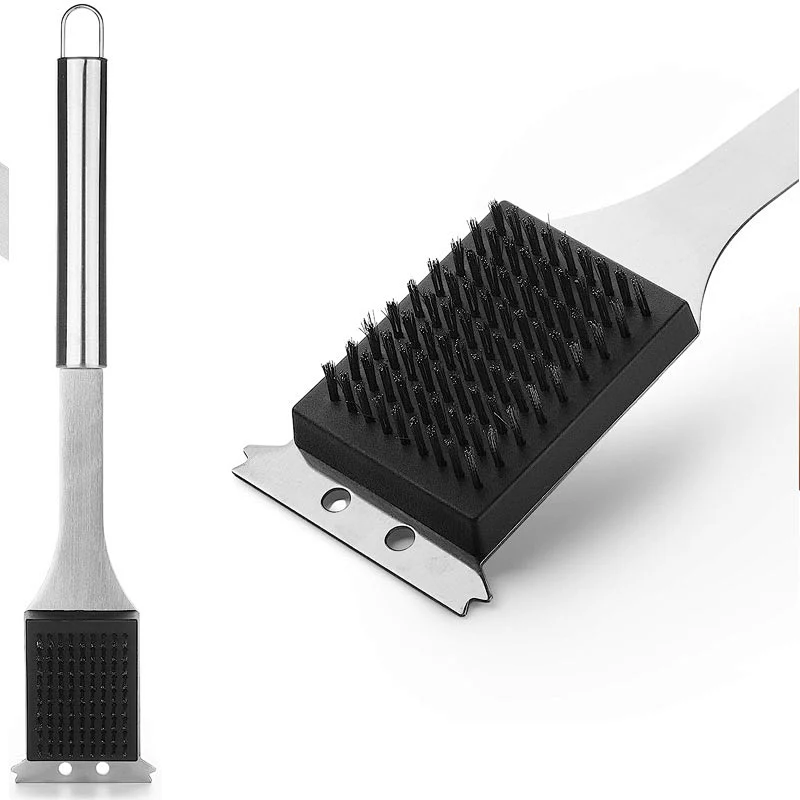 BBQ accessories Reusable Barbecue Tools Stainless Steel BBQ Cleaning Brush Grill Brush with scraper