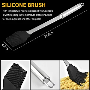 Heat Resistant Kitchen Barbecue Accessories Grill Brush Stainless Steel Sauce Basting Brushes Oil Brush BBQ Dressing Brush
