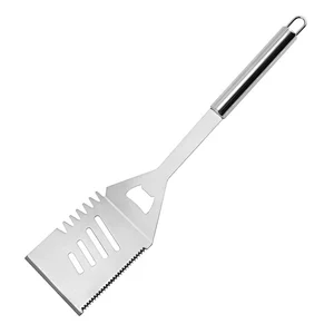 Hot Sale Stainless Steel Multifunctional Serrated Kitchen Knives Outdoor Camping Food Shovel Cooking Bbq Spatula Bbq Tools