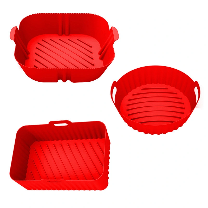 3pcs Reusable Air Fryer Silicone Pot Basket Liner Baking Mould Sets Food Safe Air Fryer Silicone Baking Tray Mats For Air Fryer
