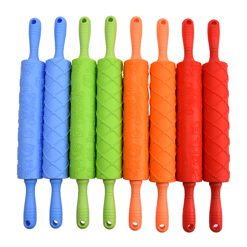 10 Inch Plastic Embossed Rolling Pin Embossing Fondant Rolling Pins Baking Tools Pie Crust Cookie Pastry Icing Clay Dough