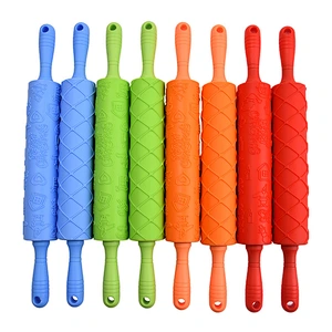 10 Inch Plastic Embossed Rolling Pin Embossing Fondant Rolling Pins Baking Tools Pie Crust Cookie Pastry Icing Clay Dough