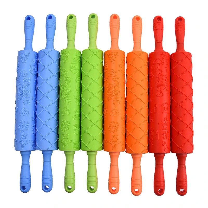 10 Inch Plastic Embossed Rolling Pin Embossing Fondant Rolling Pins Baking Tools Pie Crust Cookie Pastry Icing Clay Dough