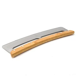 Wood Handle Crescent Chopper Blade Kitchen Accessories Mezzaluna Knife And Pizza Cutter Rocker With Protective Cover