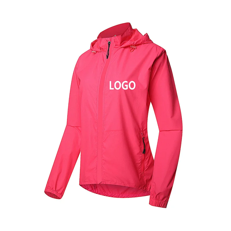 Custom sun uv protection windproof women cycling jacket Waterproof Raincoat Hooded removable sleeves Cycling Bike Windbreaker