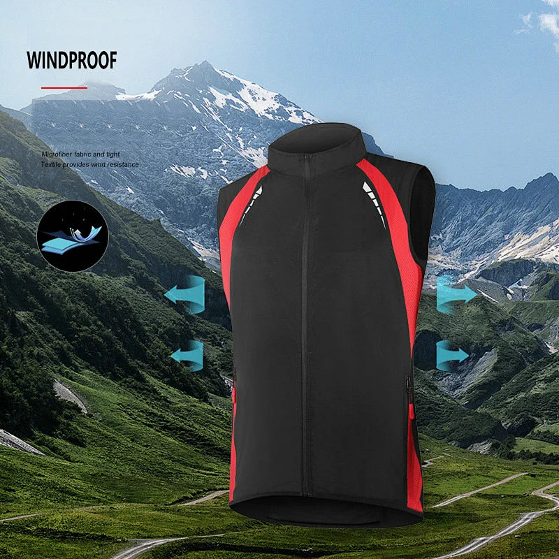 Wholesale Custom Men sleeveless waterproof Running Cycling Vest Reflective Windproof Safety Bike Vest cycling waistcoat
