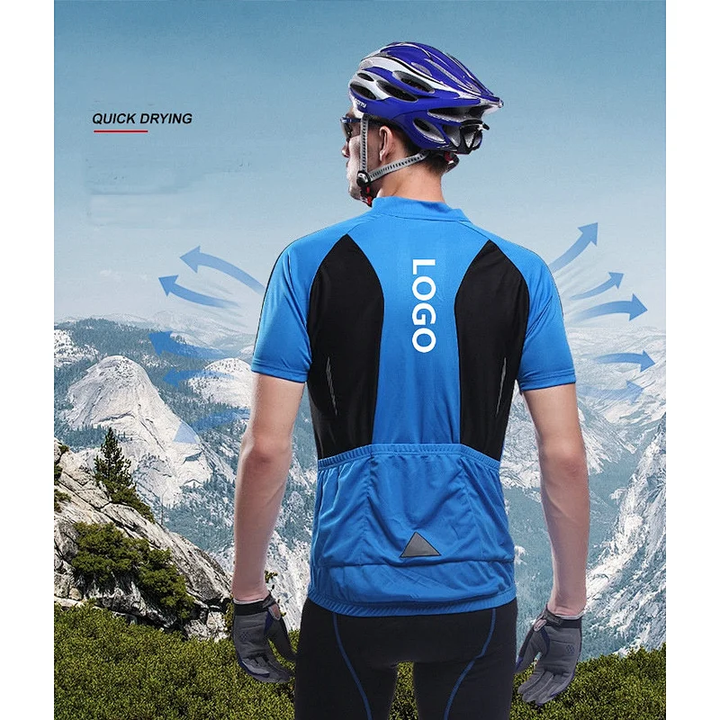 Factory Wholesale Customize Moisture Wicking Cycling Jersey Bike Shirt Short Sleeves Rear Pocket Custom Breathable Quick Dry Biking Shirt Customize Cycling Jersey