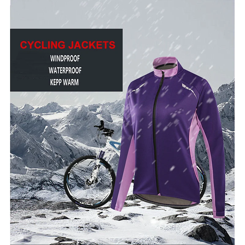 Factory Customize autumn winter fleece warm women cycling jersey waterproof warm bike jacket windproof women cycling jacket