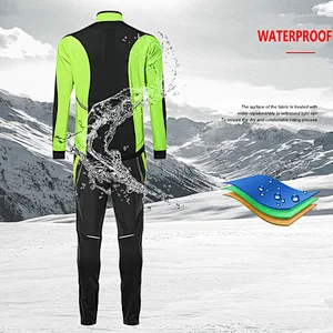 Factory Customize Winter Thermal Windpoof Men Cycling Jacket set Fleece Warm Thermal Bike Jacket with pant Bike jacket pant suit Winter cycling wear