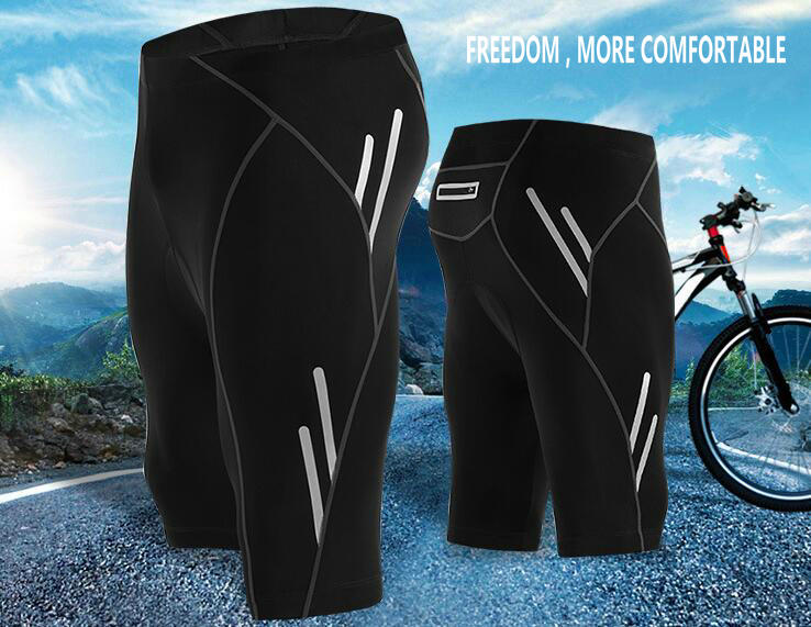 Factory Breathable Quick Dry Moisture wicking Mens reflective Padded Cycling Shorts zipper pocket Padded Mountain Bike Shorts
