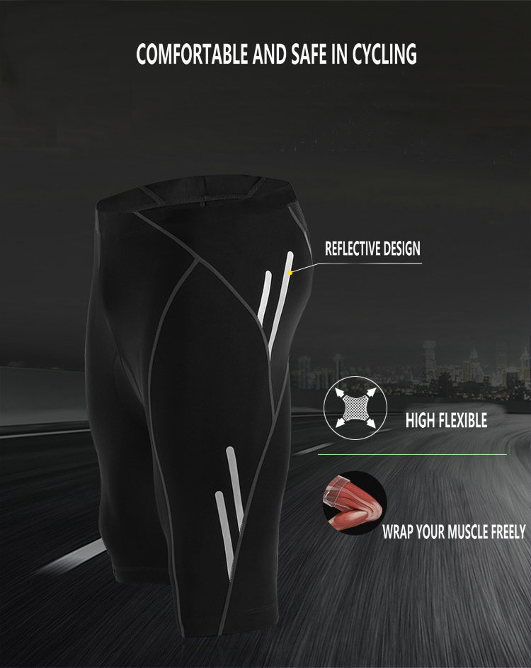 Factory Breathable Quick Dry Moisture wicking Mens reflective Padded Cycling Shorts zipper pocket Padded Mountain Bike Shorts