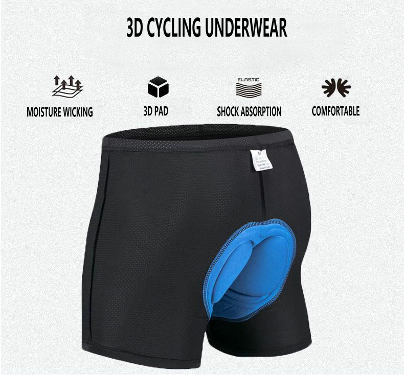 Factory Wholesale Breathable Moisture Wicking Cycling Underwear Sponge Padded Mens Cheap Bike Underwear 3D Padded Bike underw