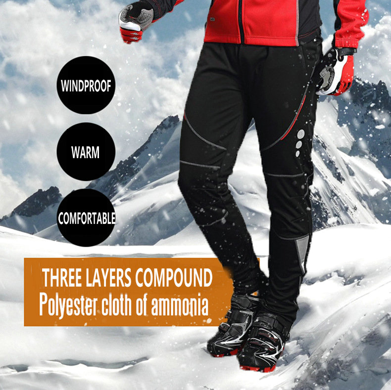 Wholesale Winter Fleece Warm Mens Outdoor Mountain Bike Pants Windproof warm Cycling Pants Waterproof Breathable MTB Bike Pants