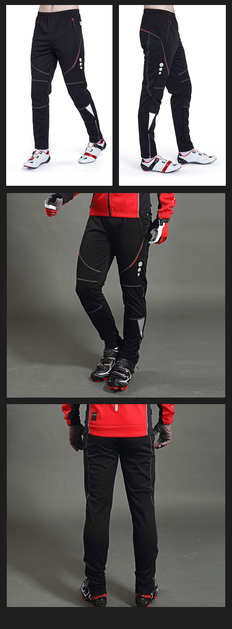 Wholesale Winter Fleece Warm Mens Outdoor Mountain Bike Pants Windproof warm Cycling Pants Waterproof Breathable MTB Bike Pants